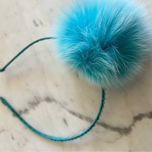 Teal poof headband